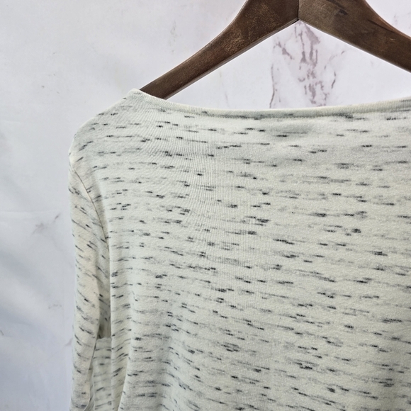 J Jill Shirt Womens Large Gray Speckled Neutral Ruched Tie Quarter Sleeve Pure - Picture 6 of 11